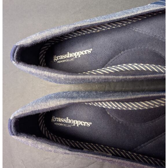 Grasshoppers Janis Fisherman Canvas Sneakers WOMENS 9 Blue White Slip On Cruise - Picture 8 of 11